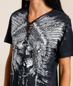 Tops | Affliction Tribal Scream T-Shirt Black Lava Wash