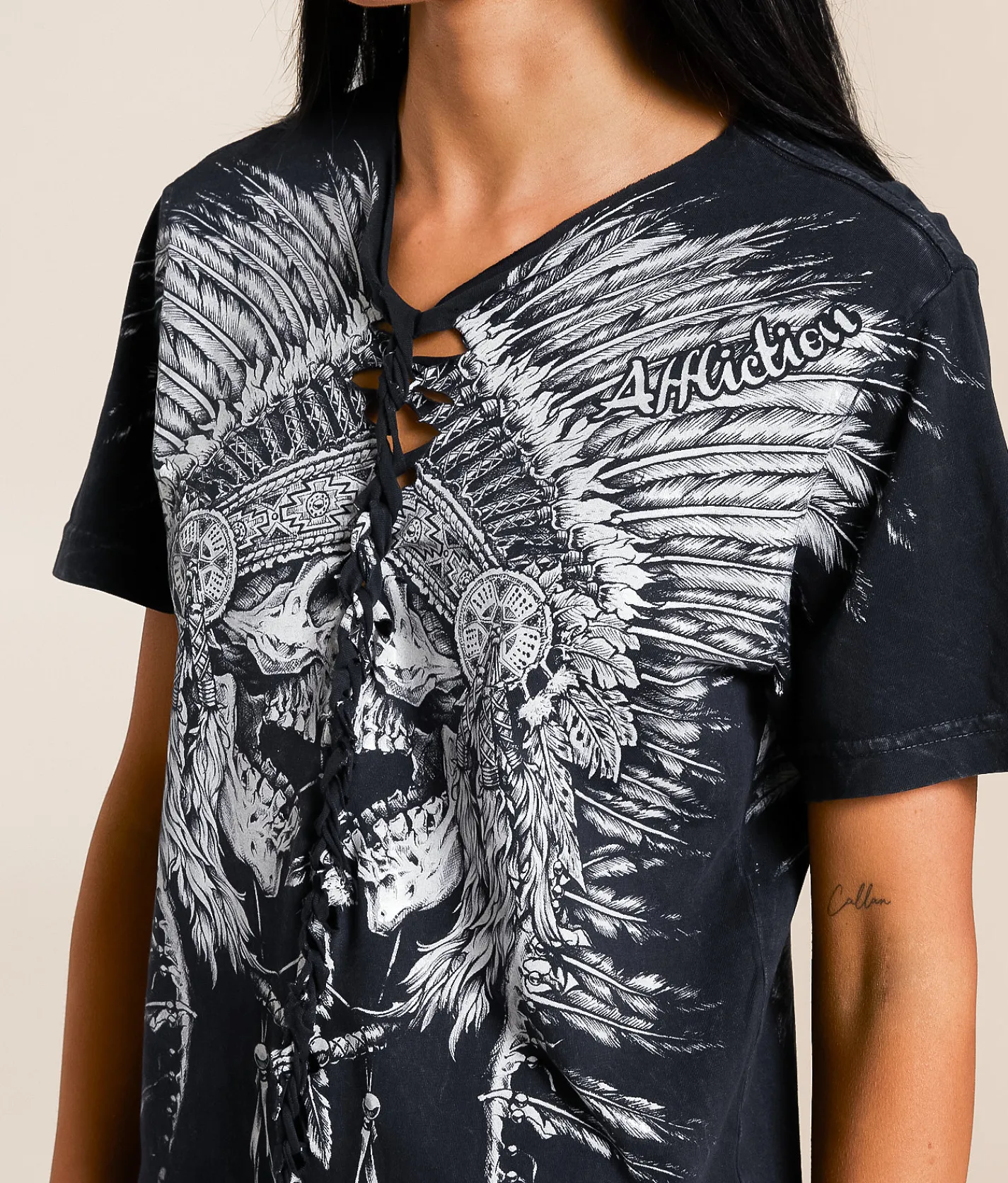 Tops | Affliction Tribal Scream T-Shirt Black Lava Wash