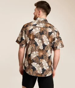 Departwest Tropical Athletic Performance Stretch Shirt Brown Beige Sale