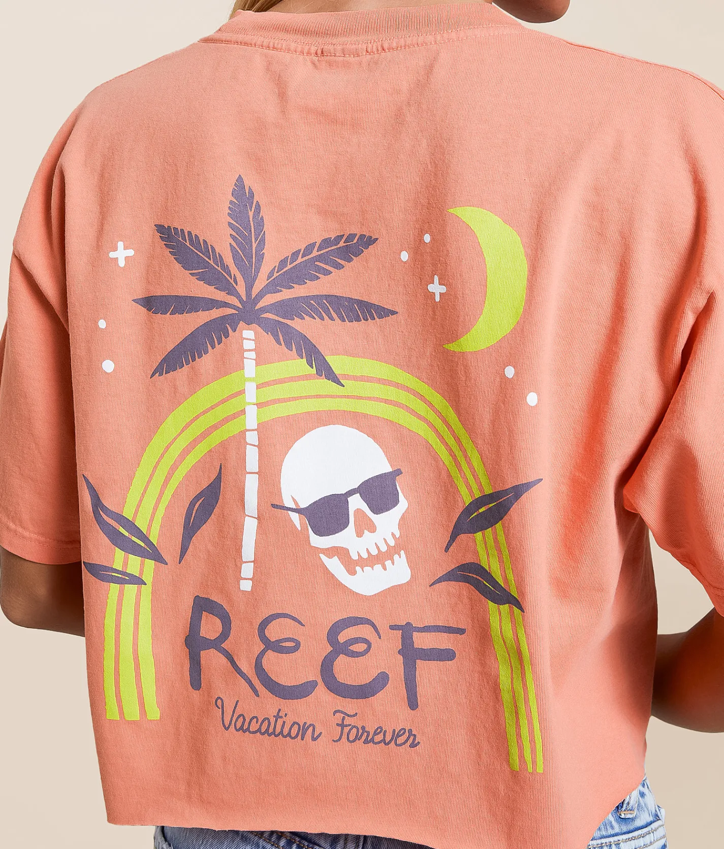 Tops | Reef Tropicalia Cropped T-Shirt Crabapple Reactive Wash