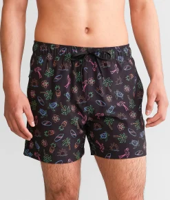 Maven Co-op Tropical Neon Stretch Swim Trunks Black Best