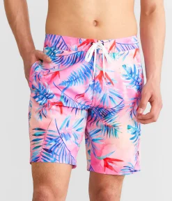 Bottoms|Swimwear | Veece Tropical Stretch Boardshort Pink