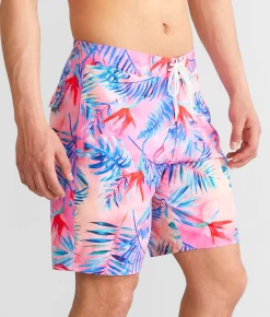 Bottoms|Swimwear | Veece Tropical Stretch Boardshort Pink
