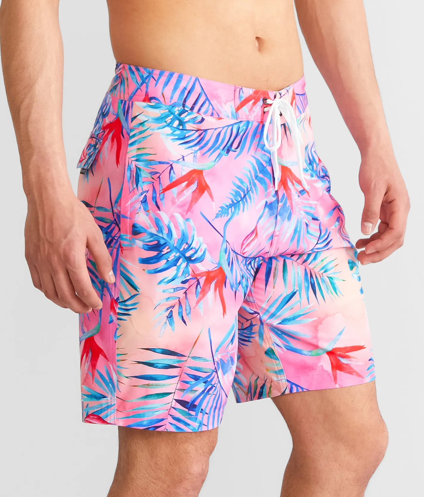 Bottoms|Swimwear | Veece Tropical Stretch Boardshort Pink