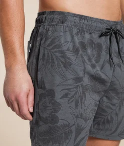 Bottoms|Swimwear | Departwest Tropical Stretch Swim Trunks Black