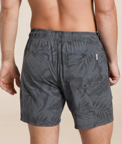 Bottoms|Swimwear | Departwest Tropical Stretch Swim Trunks Black