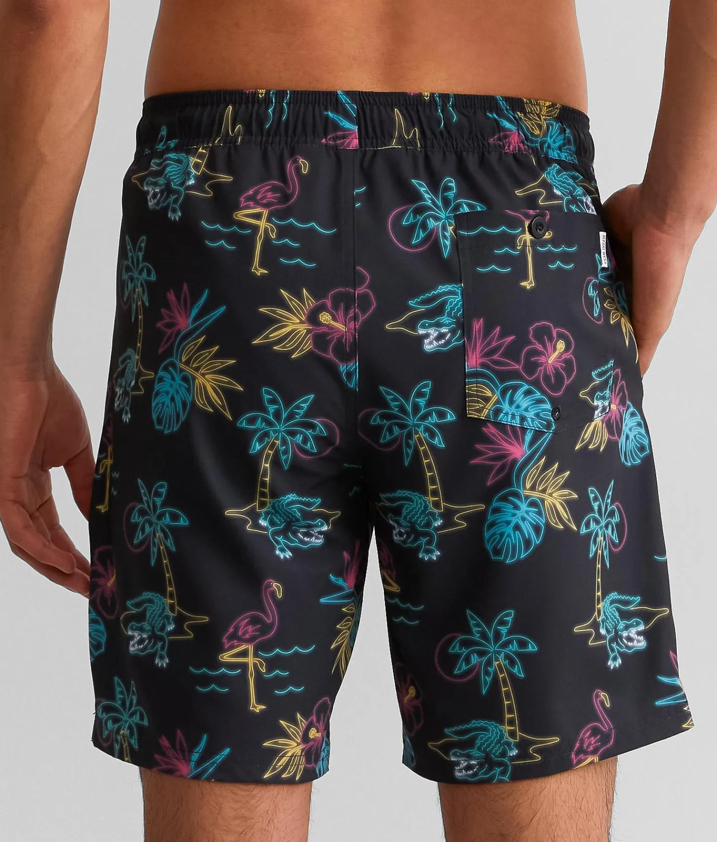 Bottoms|Swimwear | Departwest Tropical Stretch Swim Trunks Black