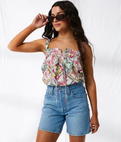 33 Coastal Tropical Tank Top Cream Multi Clearance
