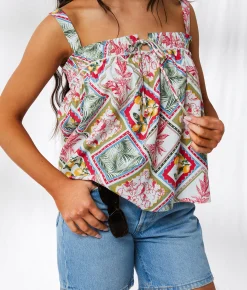 33 Coastal Tropical Tank Top Cream Multi Clearance