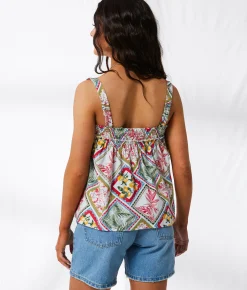 33 Coastal Tropical Tank Top Cream Multi Clearance