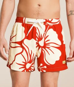 Bottoms | Duvin Trouble In Paradise Volley Swim Trunks Red