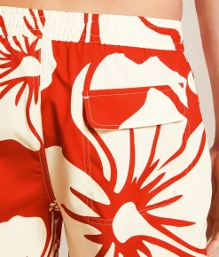 Duvin Trouble In Paradise Volley Swim Trunks Red Sale