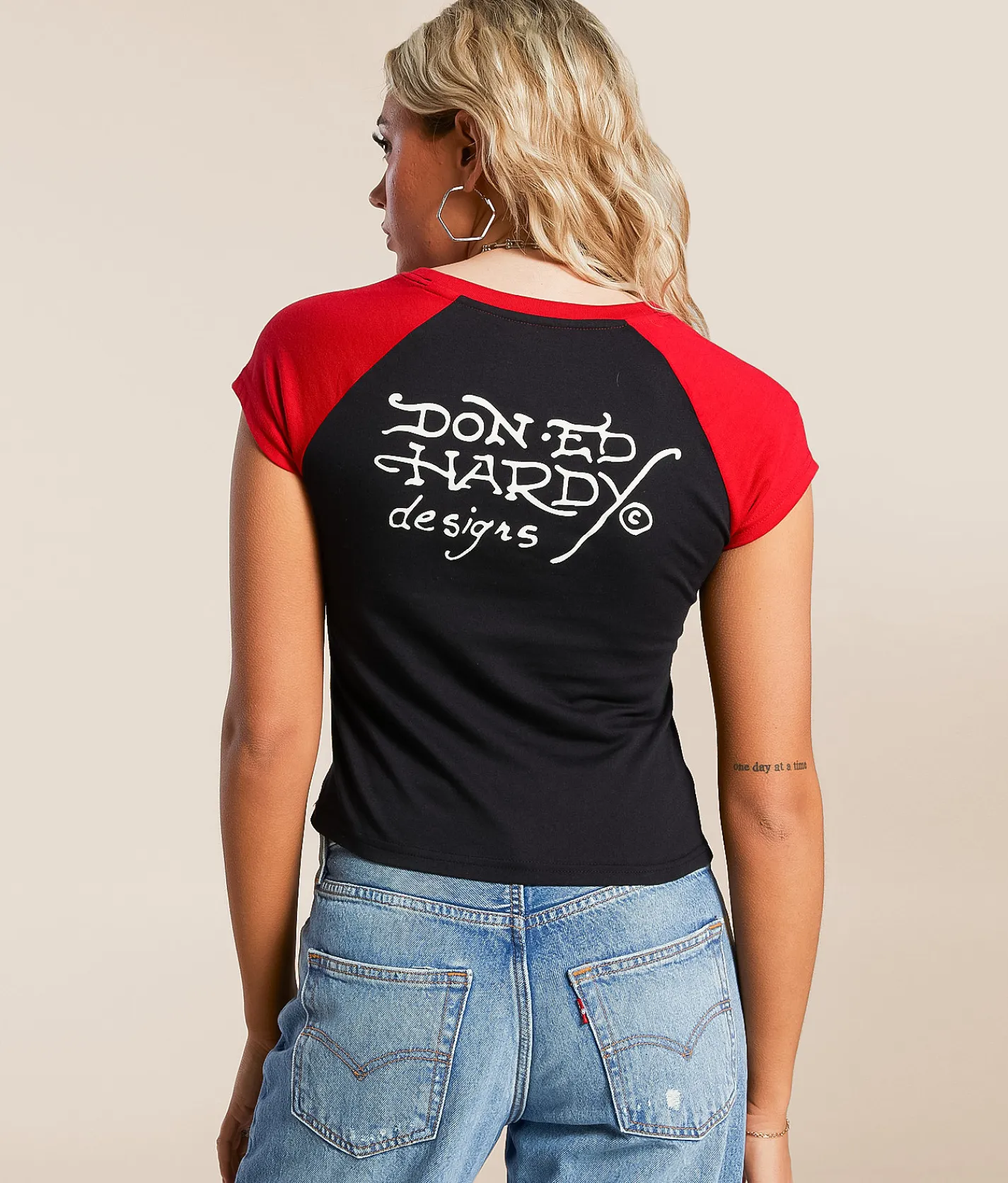 Tops | Ed Hardy True Eagle Raglan T-Shirt Black Red