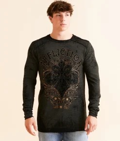 Graphic T-Shirts | Affliction Truth & Consequence Reversible Thermal Deep Depths Black