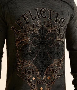 Graphic T-Shirts | Affliction Truth & Consequence Reversible Thermal Deep Depths Black