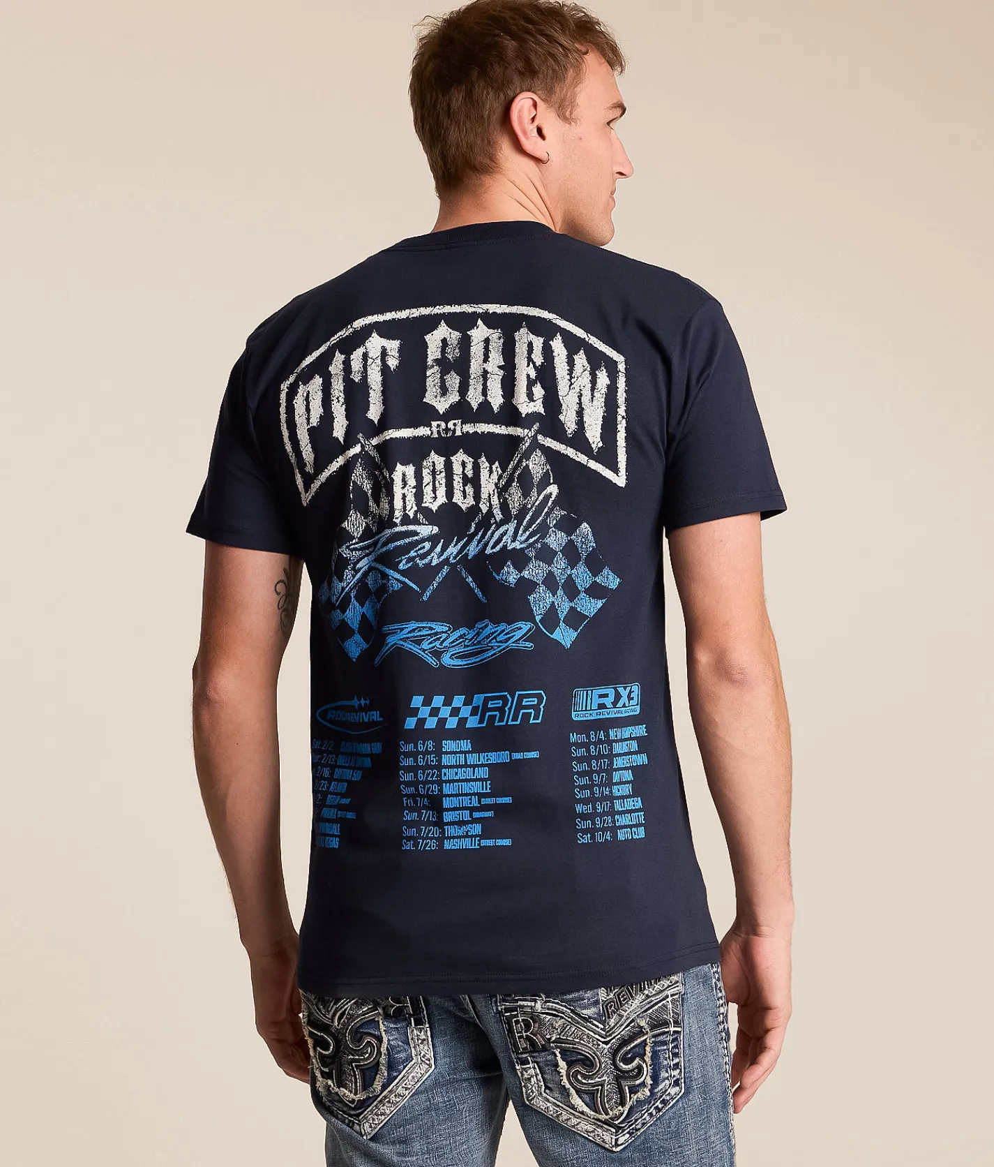 Rock Revival Tru T-Shirt Navy New