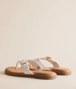 Shoes | Soda Tubas Big Buckle Flip Flop White