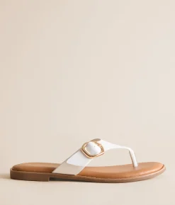 Shoes | Soda Tubas Big Buckle Flip Flop White
