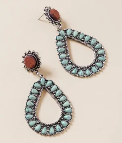 Sterling & Stitch Turquoise Teardrop Earring Silver Turquoise Discount