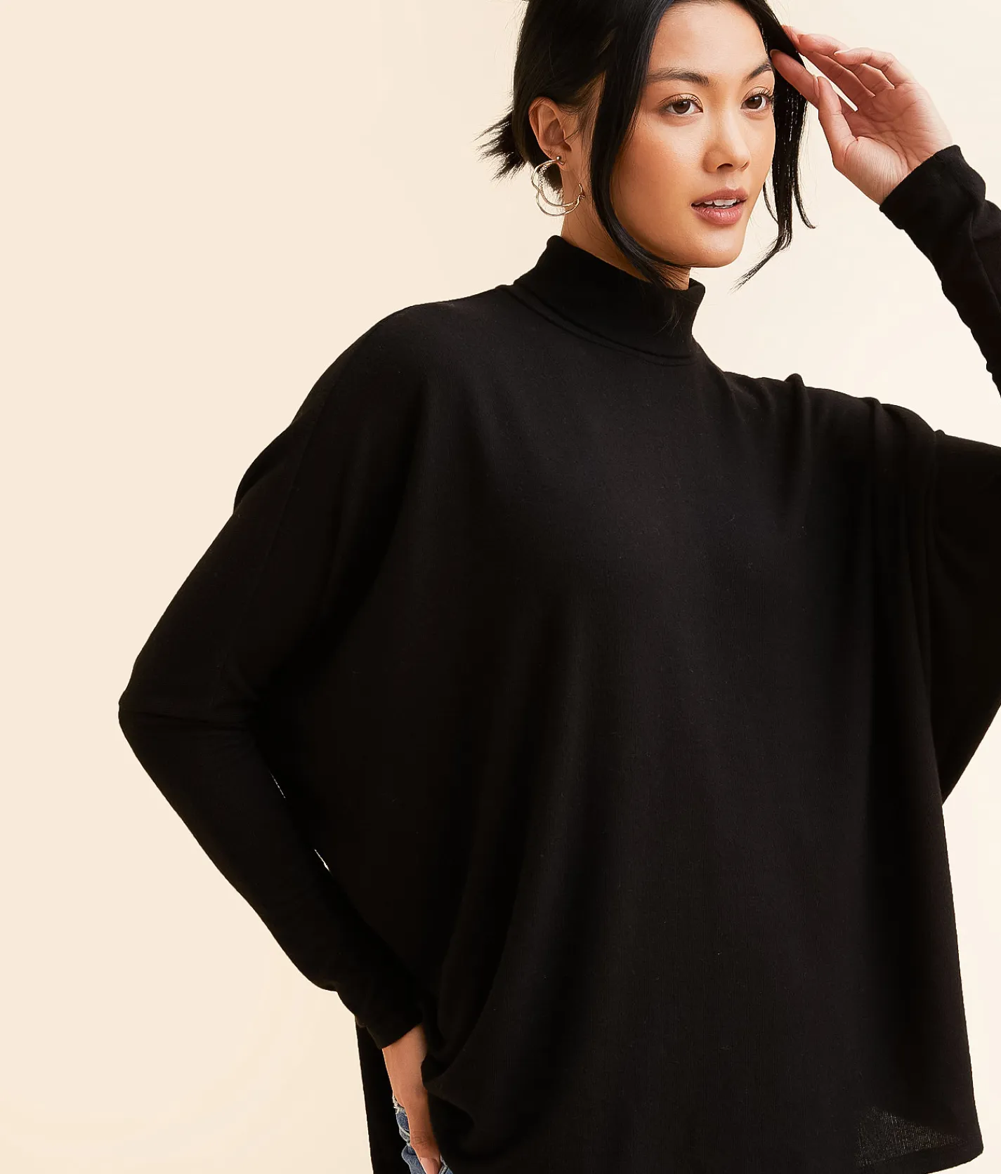 Hyfve Turtleneck Dolman Top Cream