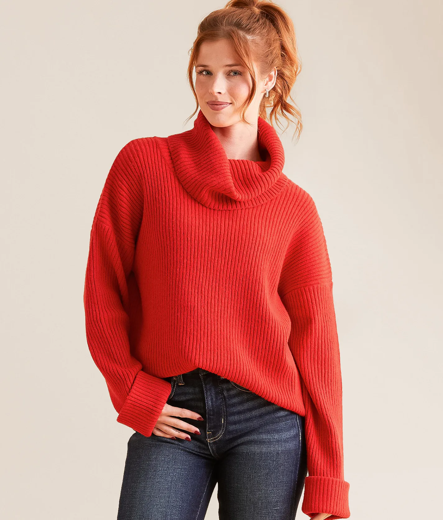 Tops | Daytrip Turtleneck Sweater Red