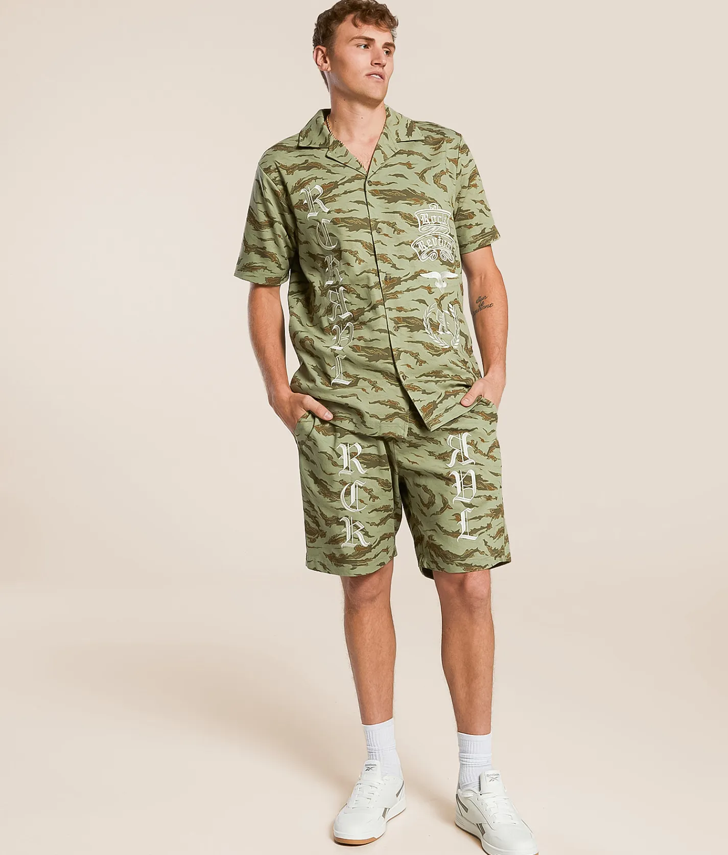 Tops | Rock Revival Twill Camo Shirt Green