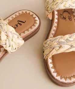 Very G Twirl Raffia Glitz Sandal Natural New
