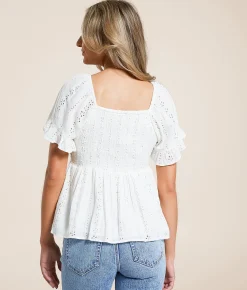 Tops | Angie Twisted Eyelet Top White