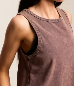Tops | Gilded Intent Twisted Open Back Tank Top Washed Brown