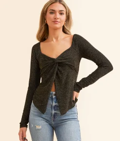 Tops | Willow & Root Twisted Tinsel Top Black Gold