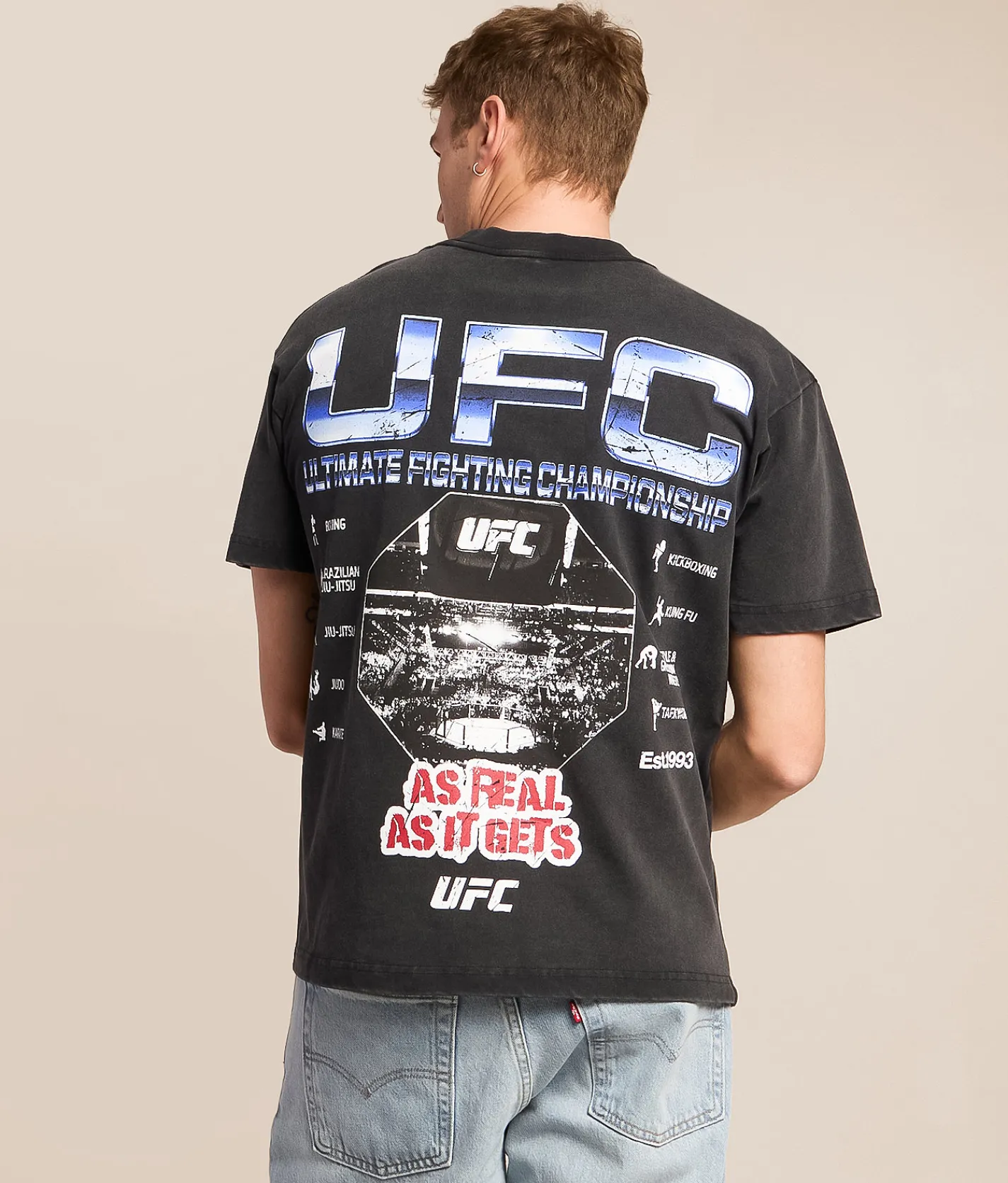 Tops|Graphic T-Shirts | ID Supply Co. UFC As Real As It Gets T-Shirt Washed Black