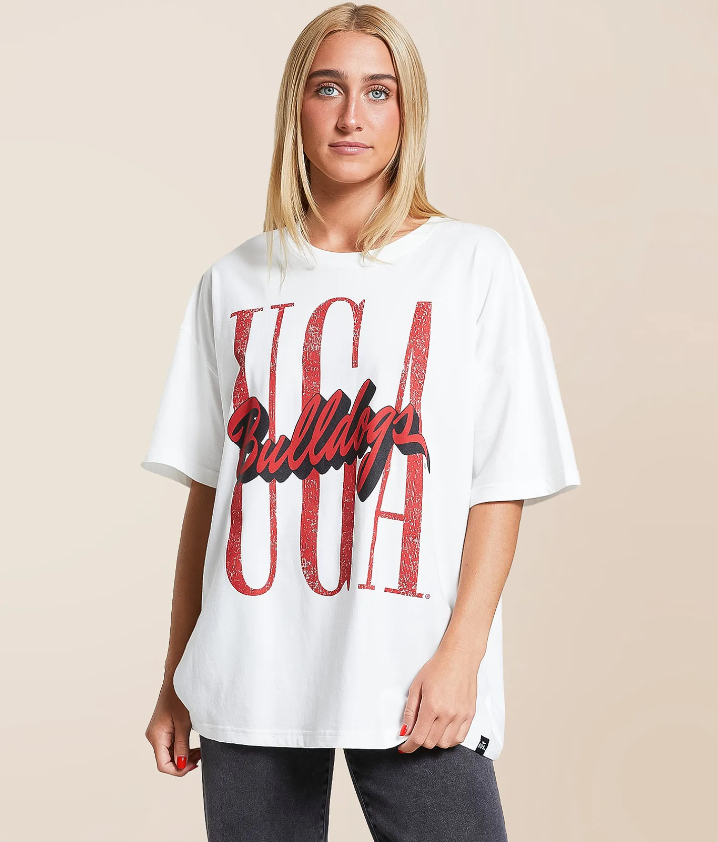 Gameday SOCIAL® UGA Bulldogs Oversized T-Shirt White New
