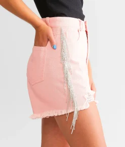 Bottoms|Shorts | Blue B Ultra High Rise Rhinestone Fringe Short Pink