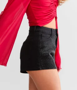 Blue B Ultra High Rise Rhinestone Stretch Short Black Online