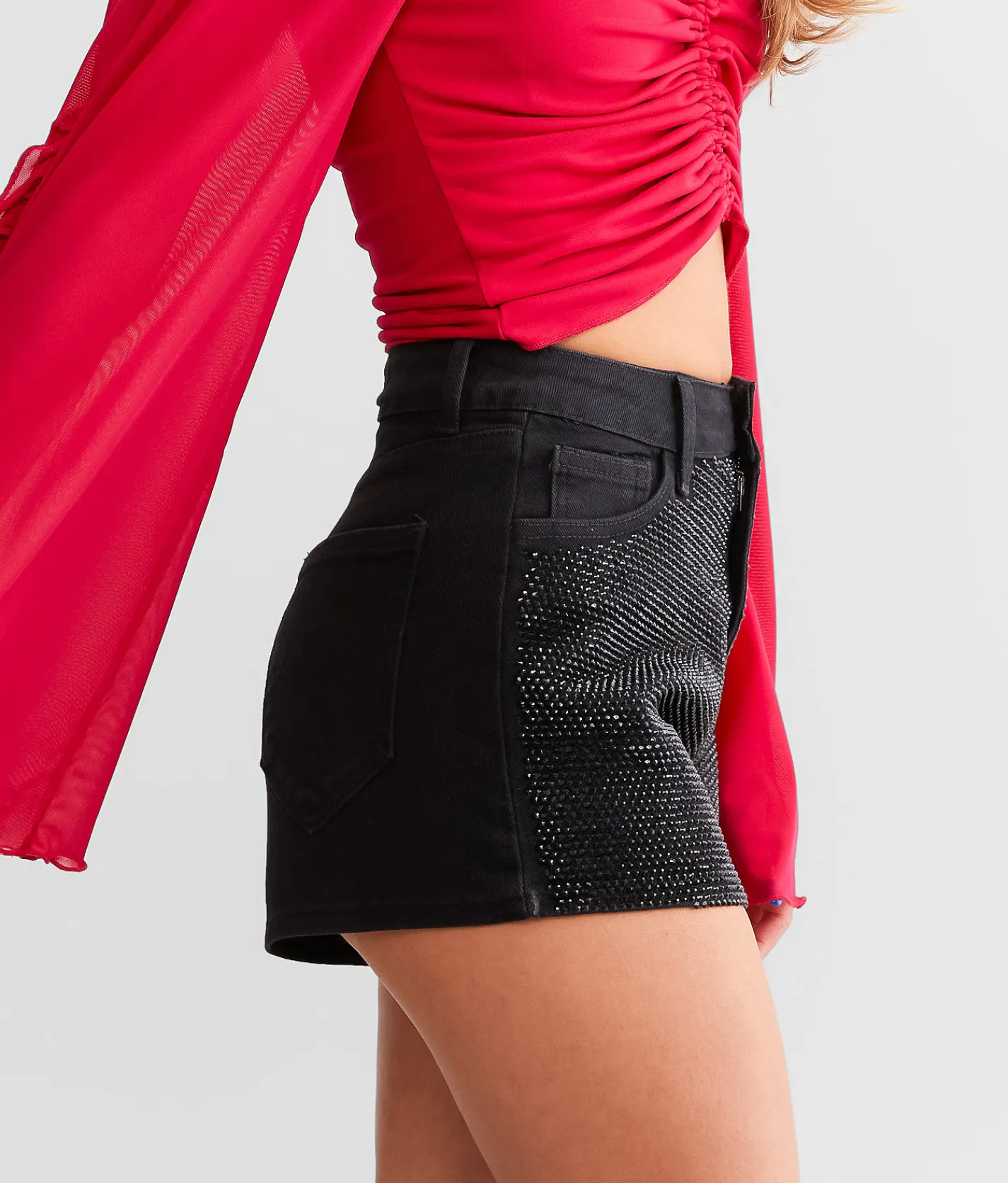 Blue B Ultra High Rise Rhinestone Stretch Short Black Online