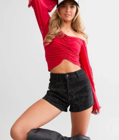 Blue B Ultra High Rise Rhinestone Stretch Short Black Online