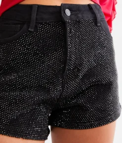 Blue B Ultra High Rise Rhinestone Stretch Short Black Online