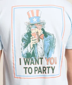 Tops|Graphic T-Shirts | Old Row Uncle Sam Party T-Shirt Chambray