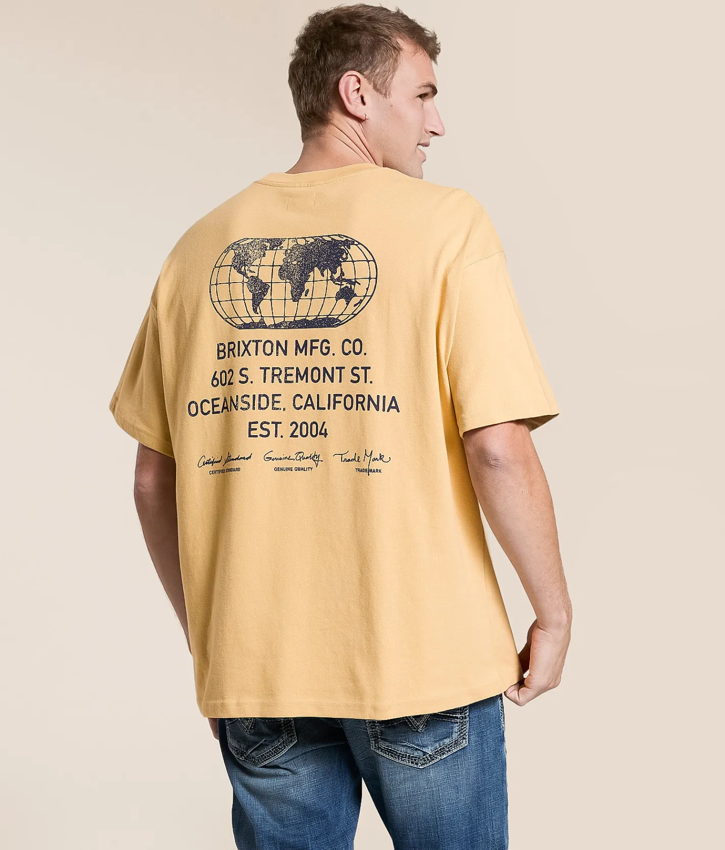 Brixton Union Heavyweight T-Shirt Cream Classic Wash Hot