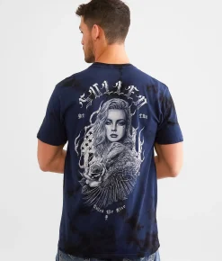 Graphic T-Shirts | Sullen United We Rise T-Shirt Navy Black Crystal Wash