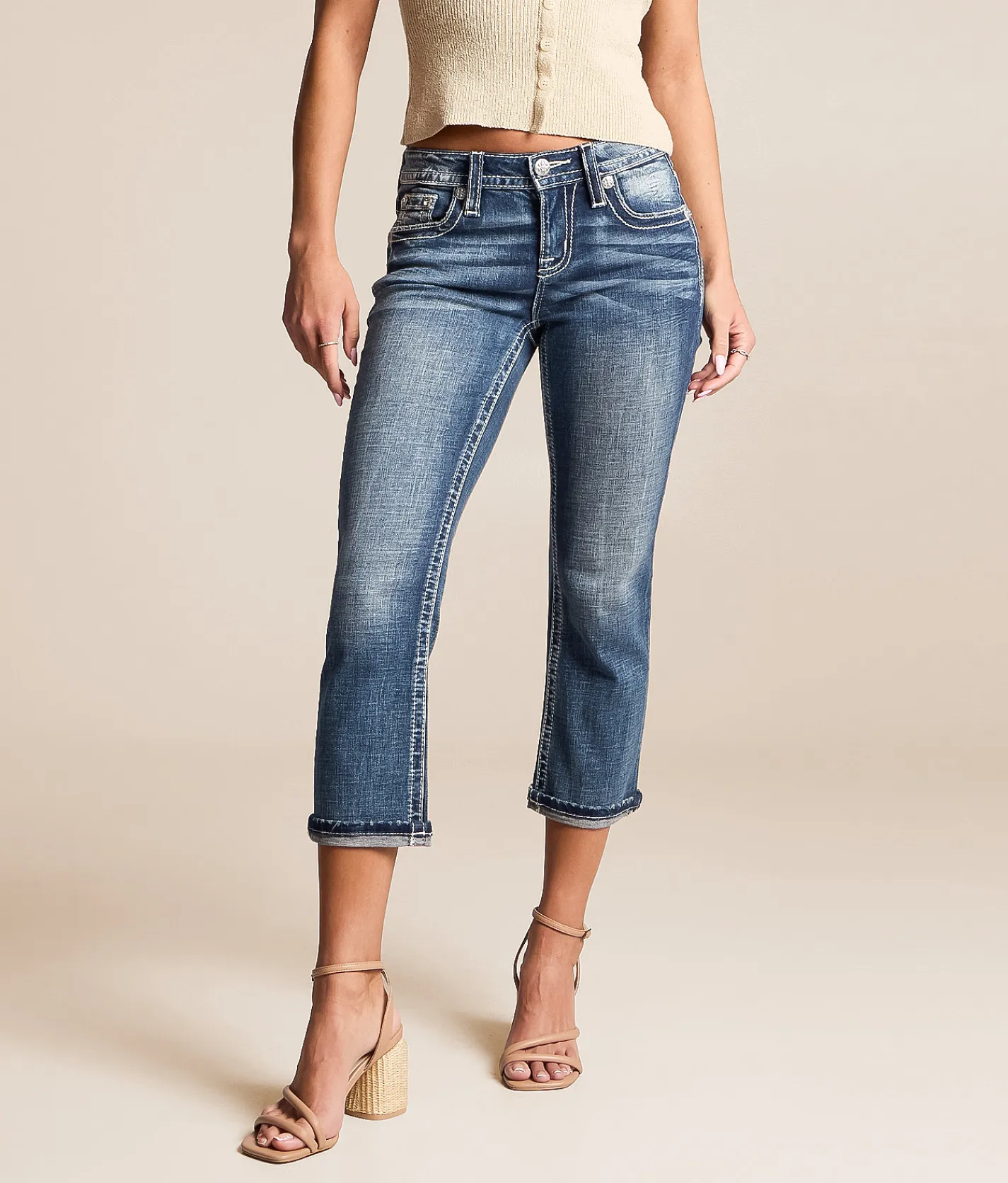 Miss Me Universal Capri Stretch Cuffed Jean K1201 Clearance