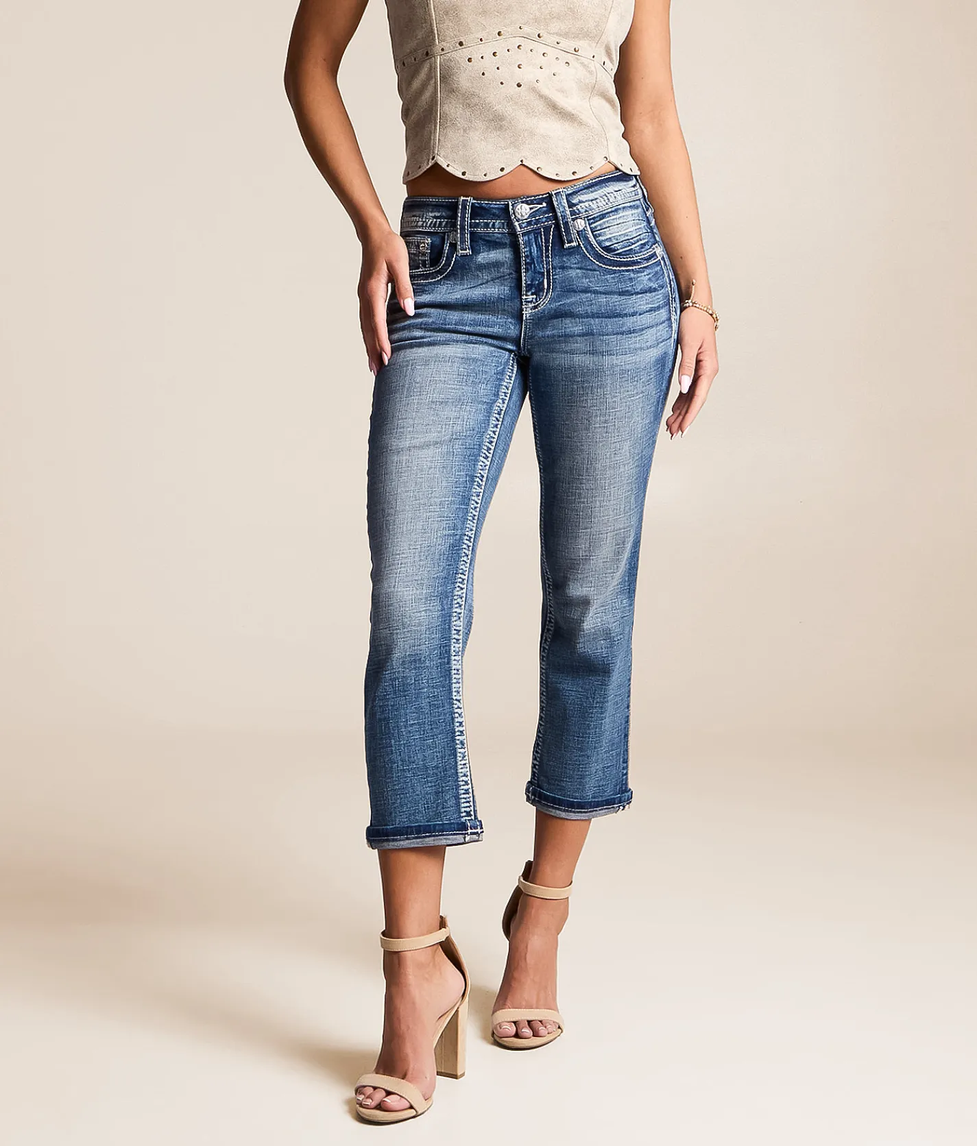 Jeans|Bottoms | Miss Me Universal Capri Stretch Cuffed Jean K1373
