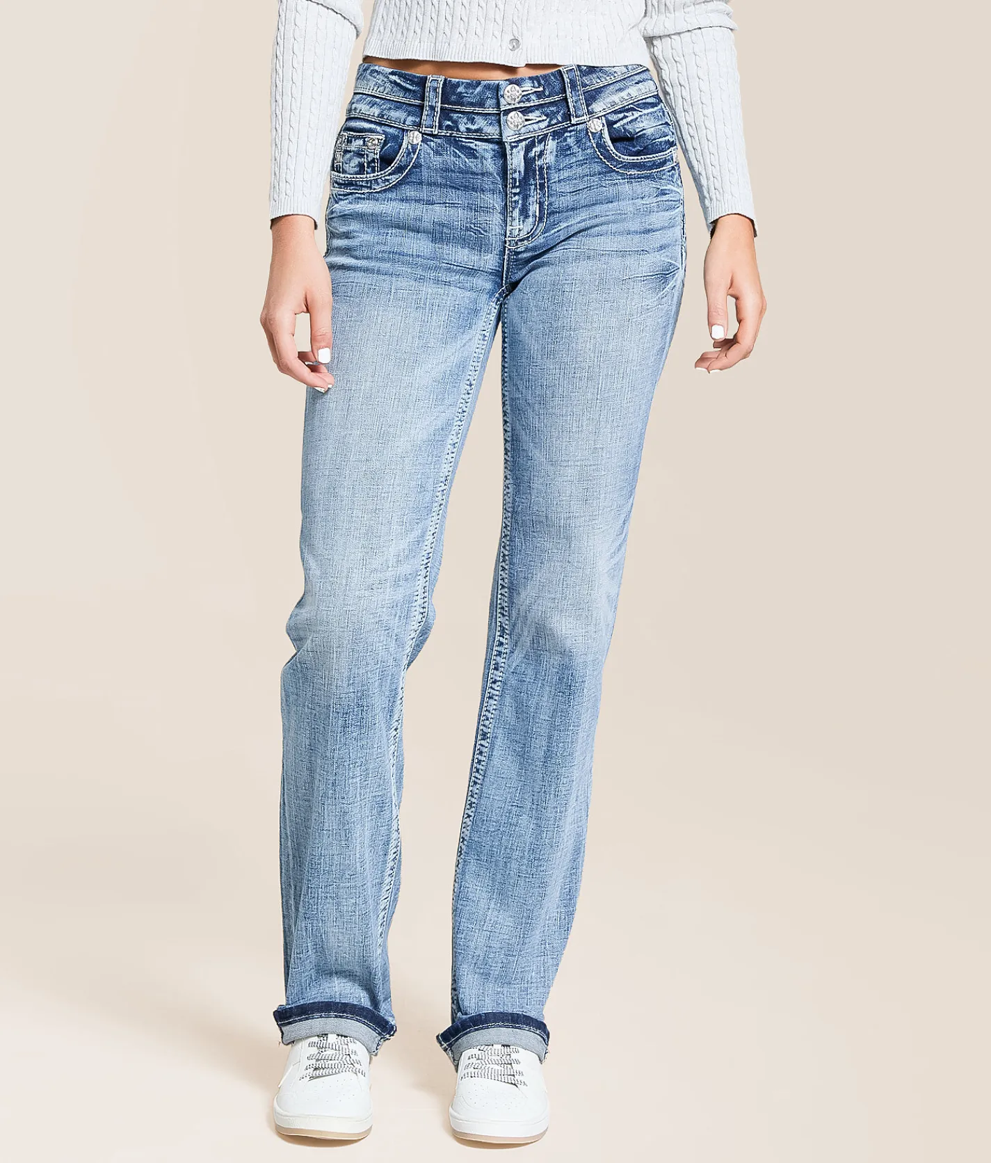 Jeans|Bottoms | Miss Me Universal Straight Stretch Cuffed Jean M383
