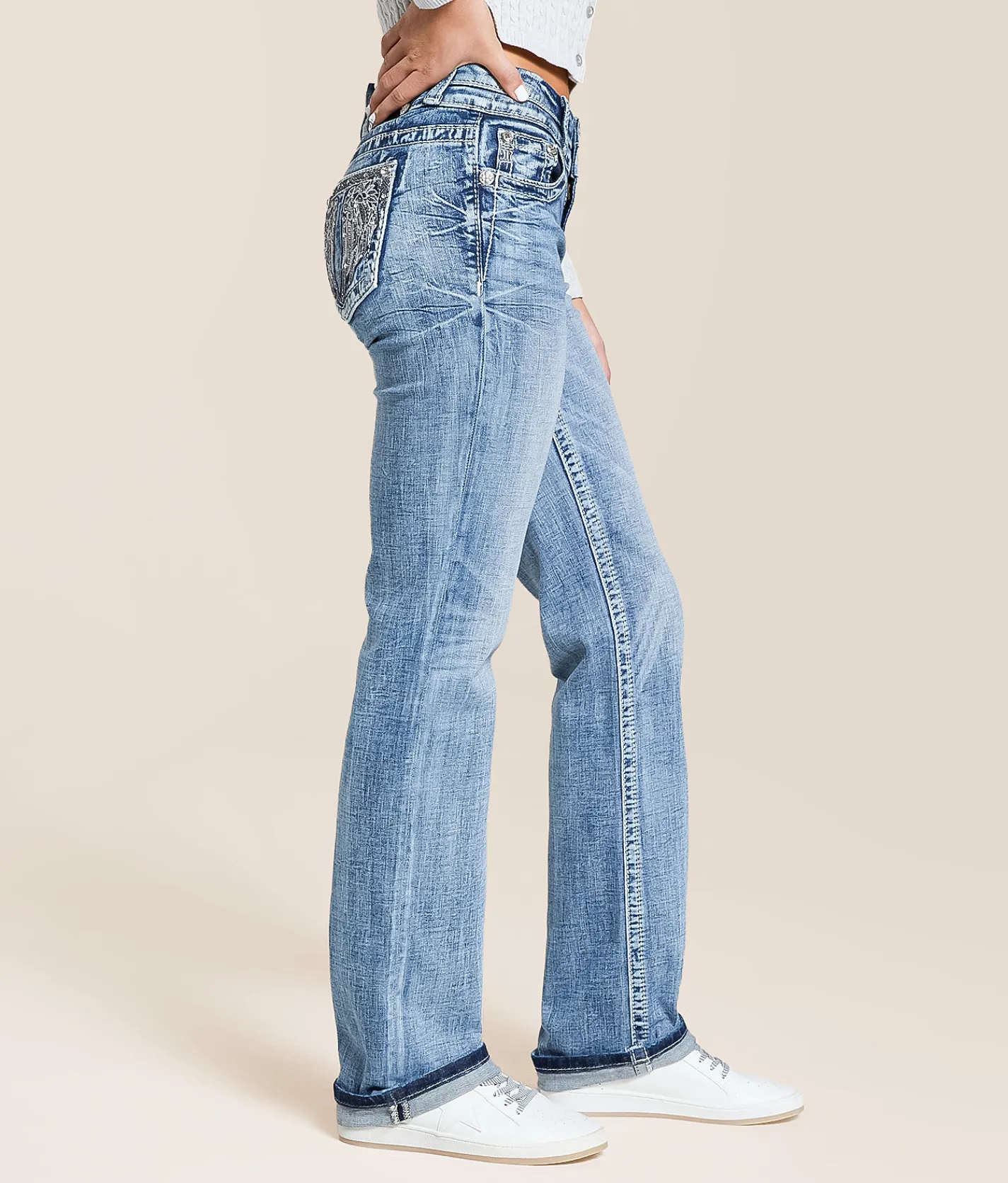 Jeans|Bottoms | Miss Me Universal Straight Stretch Cuffed Jean M383