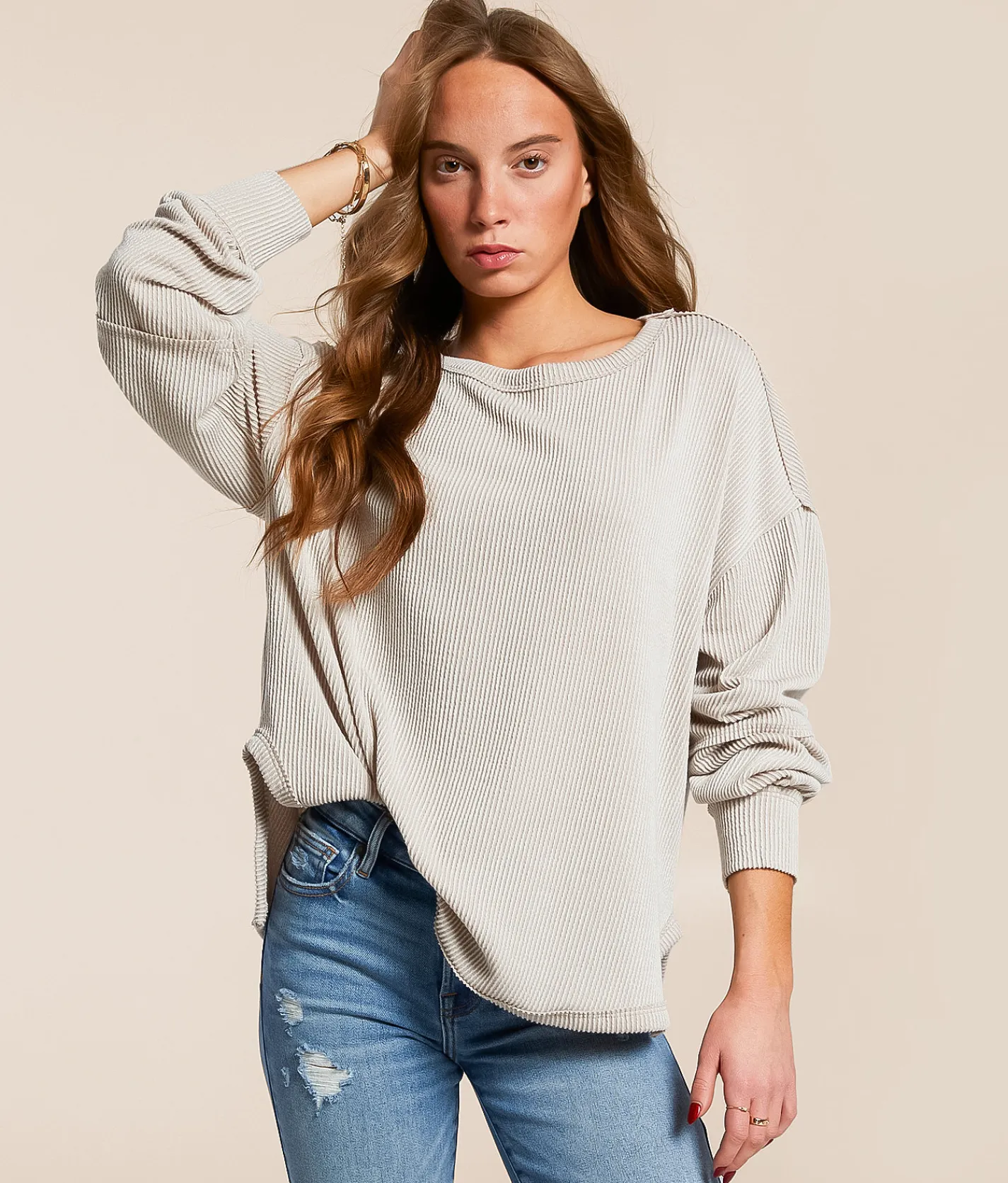 Tops | BKE Urban Textured Top Oat
