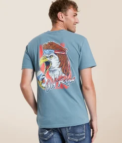 Tops|Graphic T-Shirts | Old Row USA Beer Eagle T-Shirt Ice Blue