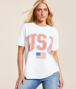 Z Supply USA Flag Boyfriend T-Shirt Sea Salt New