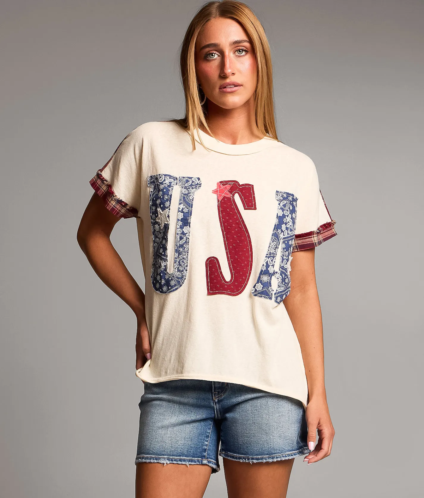 BKE USA Patch T-Shirt Beige Outlet