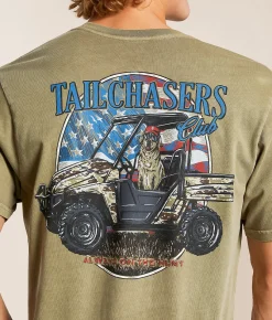Tops|Graphic T-Shirts | Tail Chasers Club UTV Dog T-Shirt Fallen Rock Pigment Dye