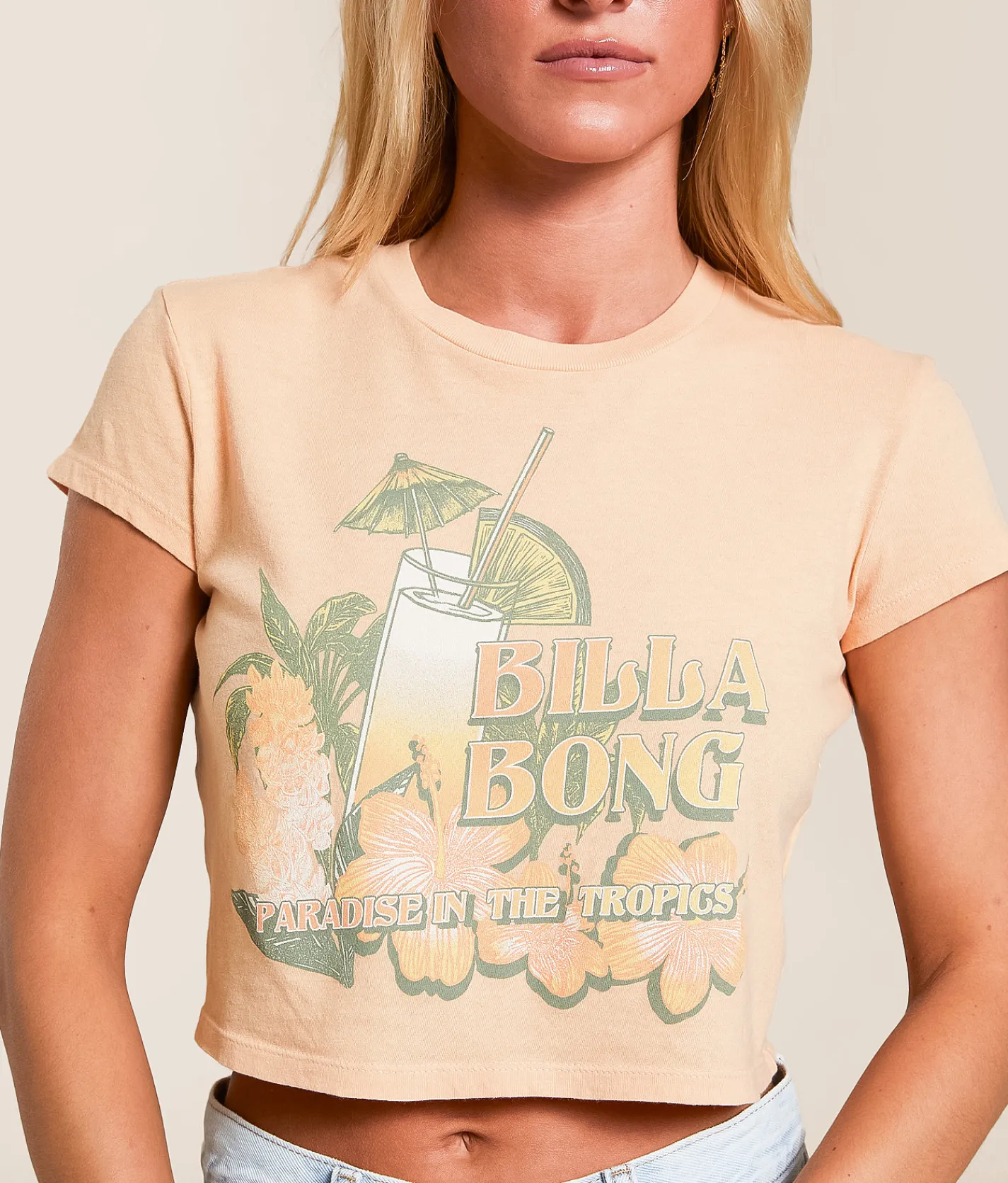 Tops | Billabong Vacay Awaits Cropped T-Shirt Sunstone